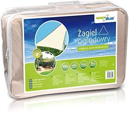 Čiužinys GreenBlue Żagiel Žaliamėlyna UV atspalvio burė, poliesteris, 3,6 m trikampė, kreminė, hidrofobinis paviršius, GB500