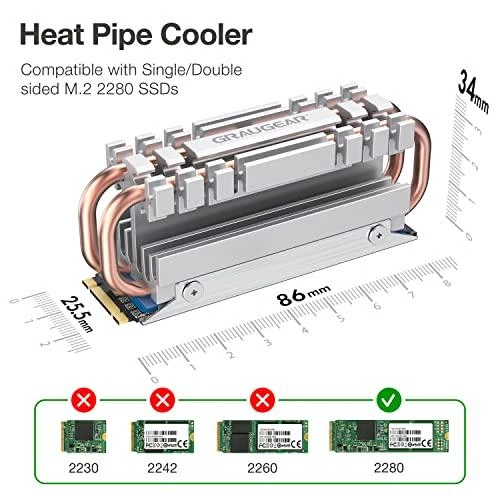 Graugear Pilkas Heatpipe Heatsink for M.2 2280 SSD