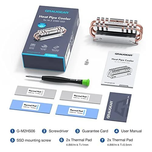 Graugear Pilkas Heatpipe Heatsink for M.2 2280 SSD