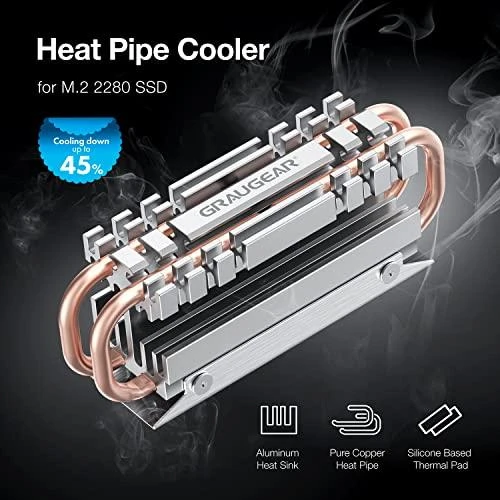 Graugear Pilkas Heatpipe Heatsink for M.2 2280 SSD