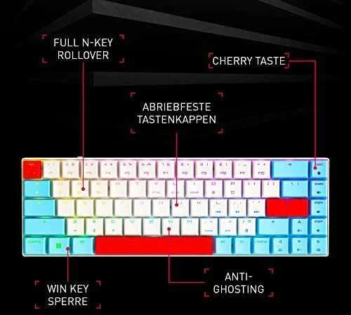CHR CHERRY MX-LP 2.1 Compact Belaidė klaviatūra Žaidimams RD belaidis ryšys + „Bluetooth“ QWERTZ Vokiečių Juoda