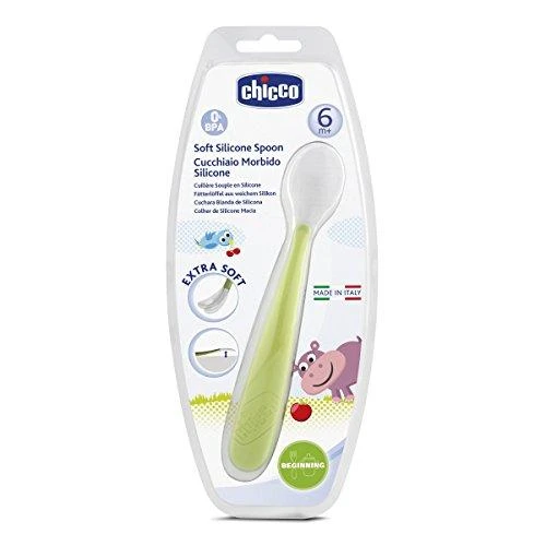 CHICCO silikoninis šaukštelis, žalias, 6 mėn+