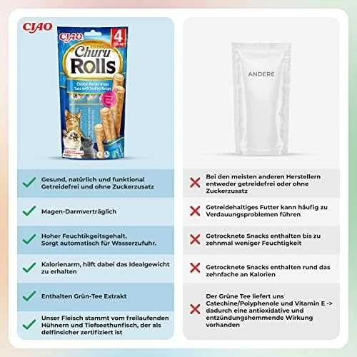 Inaba Churu Cat skanėstas Rolls vištienos tuno šukutės (4 lazdelės) 40g