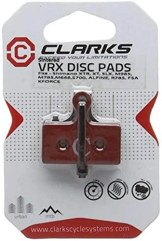 Clarks SHIMANO stabdžių kaladėlės (XTR M985, XT M785, SLX M666, Deore M615, Alfine R785, FSA K-Force, CLARKS M2) sukepintos metalinės