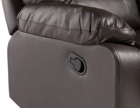 Beliani Dvivietė sofa su manualine relaksacijos funkcija BERGEN, ekologiška oda, ruda