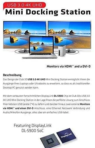Club 3D CLUB3D SenseVision USB 3.0 4K UHD mini prijungimo stotis