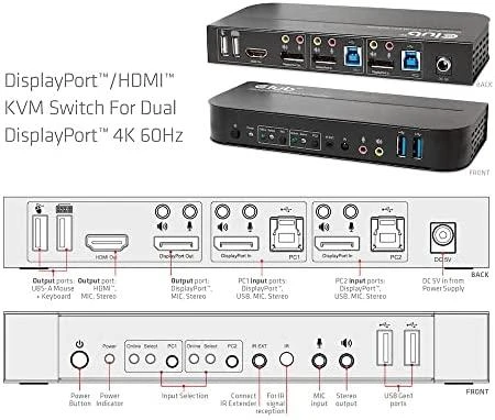 Club 3D Club3D tinklo jungiklis – jungiklis, DP/HDMI KVM jungiklis – dvigubas DP 4K 60Hz
