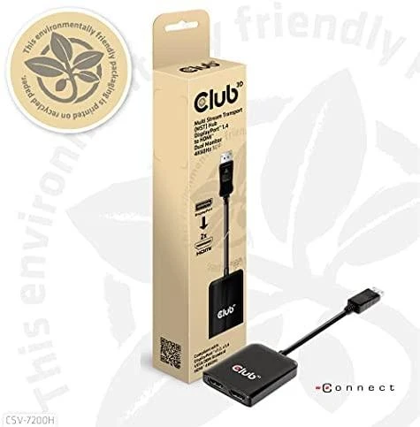 Club 3D Club3D šakotuvas MST (Multi Stream Transport) DisplayPort 1.4 ir 2xHDMI Dual Monitorius 4K60Hz (M/F)