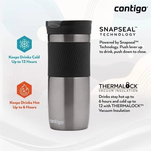 Kelioninis termopuodelis su vakuumine izoliacija Contigo Byron Gunmetal 470 ml 2095560