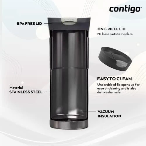 Kelioninis termopuodelis su vakuumine izoliacija Contigo Byron Gunmetal 470 ml 2095560
