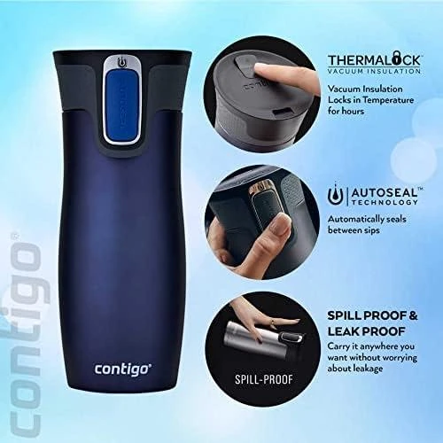 Termo puodelis Contigo West Loop 2.0 470 ml, mėlynas