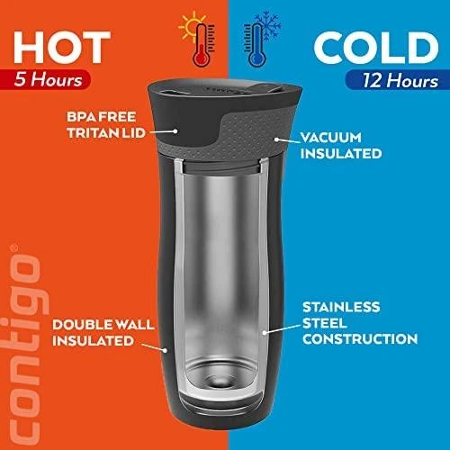 Termopuodelis Contigo West Loop Tangerine CON2095850, 470 ml