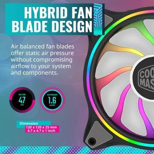 Cooler Master MasterFan MF120 Halo Kompiuterio korpusui Ventiliatorius 12 cm Juoda, Pilka
