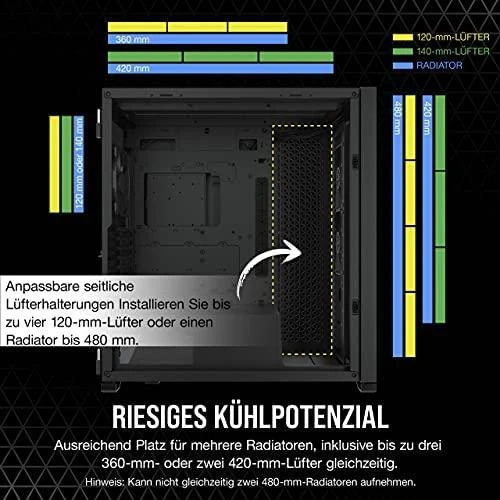 „Corsair“ | Grūdinto stiklo kompiuterio korpusas | 7000D AIRFLOW | Šoninis langas | Juodas | Pilno dydžio bokštas | ATX