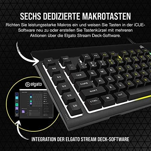 Žaidimų klaviatūra Corsair K55 RGB Pro su 5 zonų RGB pašvietimu, DE išdėstymas
