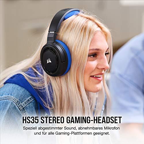 Žaidimų ausinės Corsair HS35 tinka PC, Xbox One, PS4, Switch ir mobiliems  įrenginiams, 3.5mm, Blue | Varle.lt