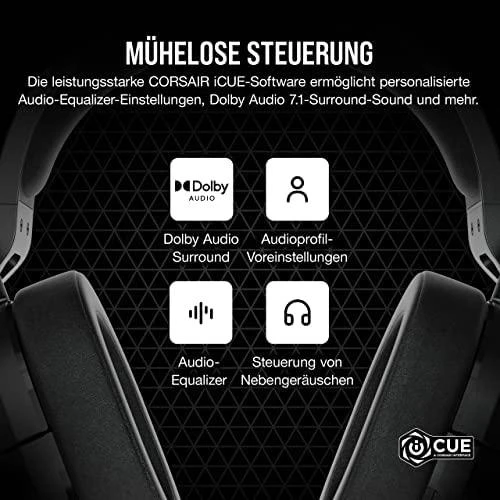Žaidimų ausinės Corsair HS55 Surround Headset Carbon, Juodos