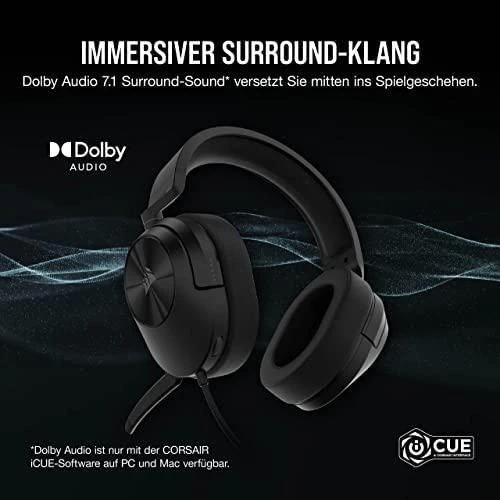 Žaidimų ausinės Corsair HS55 Surround Headset Carbon, Juodos