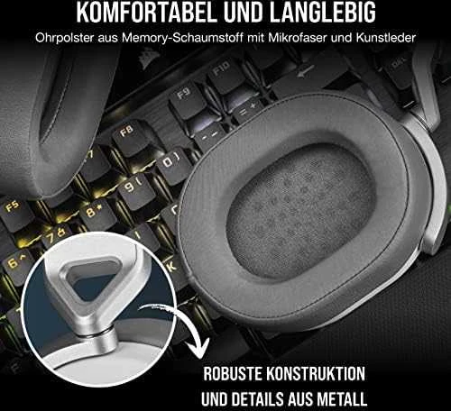 Corsair HS65 erdvinio garso ausinės, Su laidu, Baltos
