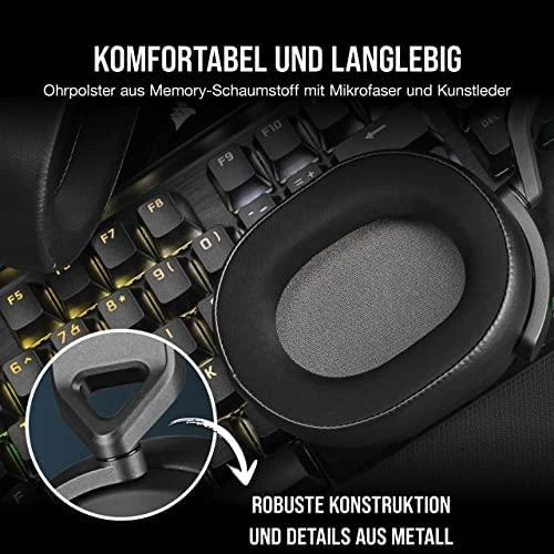 Corsair HS65 žaidimų ausinės, su laidu, Anglies pluošto spalvos