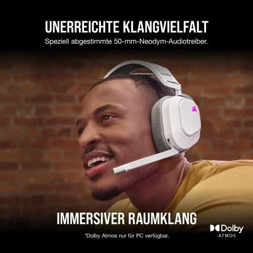 Corsair Ausinės Žaidimams HS80 RGB Su mikrofonu, Baltos, Over-Ear Su laidu