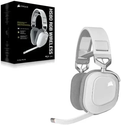 Corsair Ausinės Žaidimams HS80 RGB Su mikrofonu, Baltos, Over-Ear Su laidu