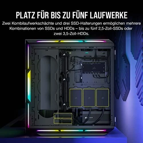 „Corsair“ | Grūdinto stiklo išmanusis korpusas | „iCUE 5000T RGB“ | Šoninis langas | Juodas | Vidutinio dydžio bokštas | ATX