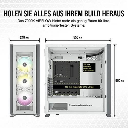 Corsair iCUE 7000X RGB grūdintas stiklas Baltas CC-9011227-WW