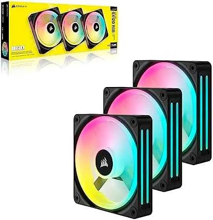 Corsair iCUE LINK QX120 RGB Series, PWM korpuso ventiliatorius, 3er Pack su RGB valdikliu- 120mm, juodos spalvos, Starter Kit