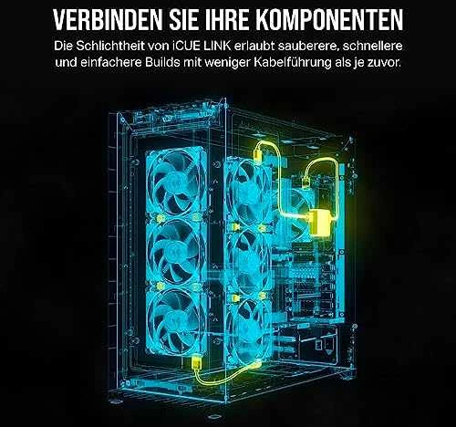 CORSAIR iCUE LINK System Hub automatically detects, synchronizes, and manages all your system cooling and RGB lighting by linking up to 14 devices, significantly reducing cabling complexity.