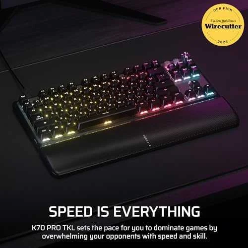 CORSAIR K70 PRO TKL Tenkeyless Magnetic-Mechaninė klaviatūra žaidimams RGB LED pašvietimas CORSAIR MGX v2 Juodas