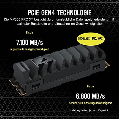 Corsair SSD MP600 PRO XT 1000 GB SSD form factor M.2 2280 SSD sąsaja PCIe Gen 4.0 x4 Rašymo greitis 5800 MB/s Skaitymo greitis 7100 MB/s