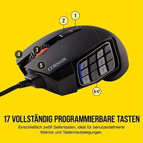 Corsair Scimitar RGB Elite Optinė MOBA/MMO žaidimų pelė, Juoda