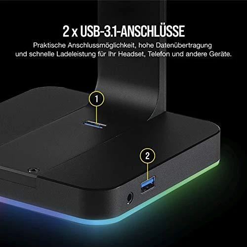 Ausinių stovas Corsair ST100 RGB Premium su 7.1 Erviniu Garsu