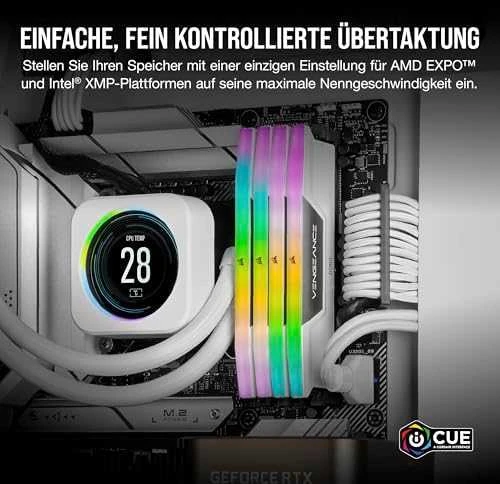 RAM CORSAIR VENGEANCE RGB 32GB 2x16GB DDR5 6000MT/s CL36-44-44-96 1.40V Intel XMP & AMD EXPO Baltas