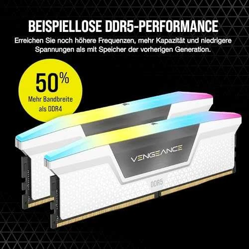 RAM CORSAIR VENGEANCE RGB 32GB 2x16GB DDR5 6000MT/s CL36-44-44-96 1.40V Intel XMP & AMD EXPO Baltas