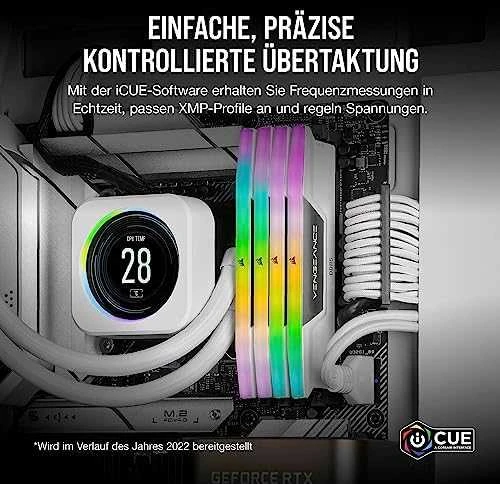 RAM CORSAIR DDR5 6000MT/s 32GB 2x16GB DIMM Unbuffered 36-44-44-96 Std PMIC XMP 3.0 VENGEANCE RGB DDR5 Baltas Heatspreader Juodas PCB 1.4V