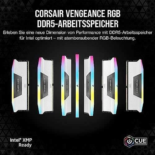 RAM CORSAIR DDR5 6000MT/s 32GB 2x16GB DIMM Unbuffered 36-44-44-96 Std PMIC XMP 3.0 VENGEANCE RGB DDR5 Baltas Heatspreader Juodas PCB 1.4V