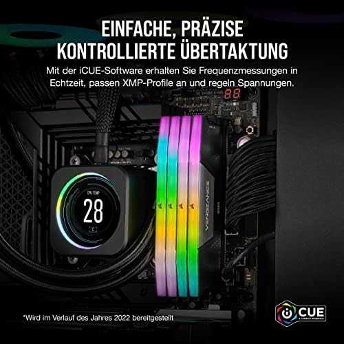 RAM CORSAIR VENGEANCE RGB 64GB 2x32GB DDR5 6000MT/s DIMM Be buferio 30-36-36-76 Std PMIC XMP 3.0 Juodas Heatspreader RGB LED 1.4V