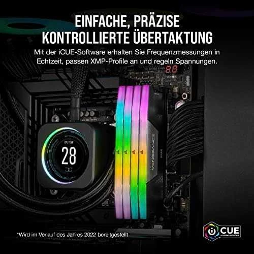 RAM CORSAIR VENGEANCE RGB 64GB 2x32GB DDR5 6000MT/s DIMM Be buferio 30-36-36-76 Std PMIC XMP 3.0 Juodas Heatspreader RGB LED 1.4V