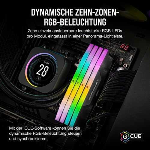 RAM CORSAIR VENGEANCE RGB 64GB 2x32GB DDR5 6000MT/s DIMM Be buferio 30-36-36-76 Std PMIC XMP 3.0 Juodas Heatspreader RGB LED 1.4V