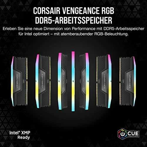 RAM CORSAIR VENGEANCE RGB 64GB 2x32GB DDR5 6000MT/s DIMM Be buferio 30-36-36-76 Std PMIC XMP 3.0 Juodas Heatspreader RGB LED 1.4V
