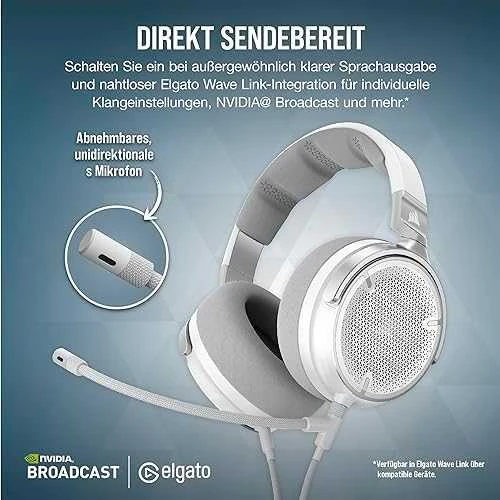 CORSAIR VIRTUOSO PRO su laidu Open Back Streaming/Ausinės Žaidimams Baltas