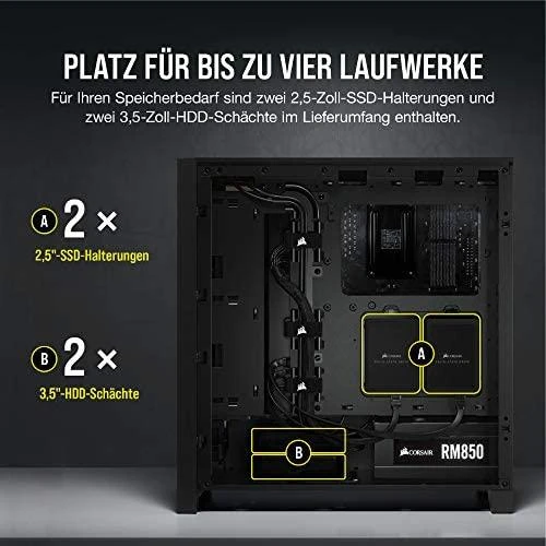 CORSAIR 4000D Airflow grūdinto stiklo vidurinio bokšto Juodas dėklas