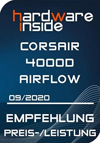 CORSAIR 4000D Airflow grūdinto stiklo vidurinio bokšto Juodas dėklas