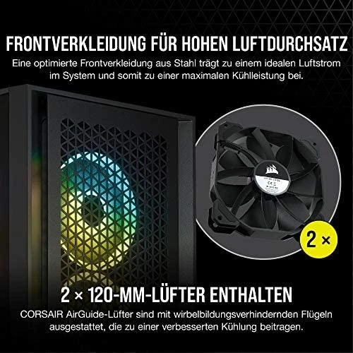 CORSAIR 4000D Airflow grūdinto stiklo vidurinio bokšto Juodas dėklas