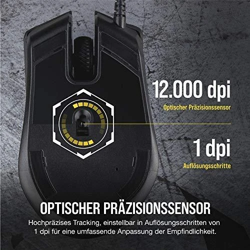 Corsair Harpoon RGB PRO FPS/MOBA Pelė žaidimams, Juodas, 12000 DPI, Optinė