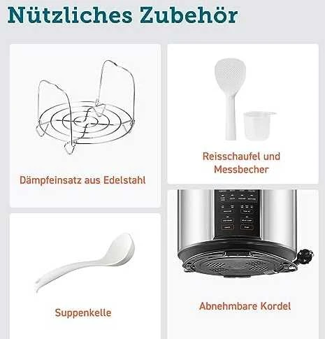 Cosori CMC-CO601-SEU Pressure Cooker juodai-sidabrinis