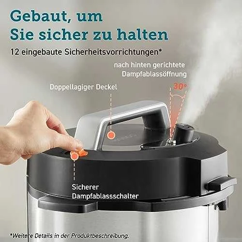 Cosori CMC-CO601-SEU Pressure Cooker juodai-sidabrinis