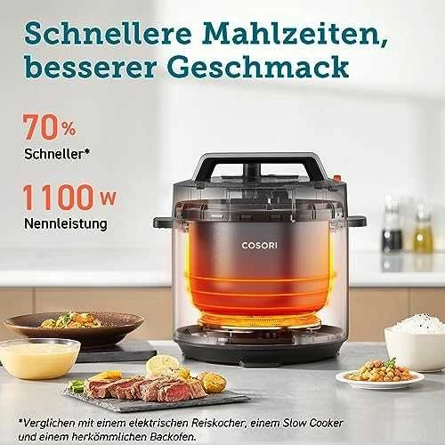 Cosori CMC-CO601-SEU Pressure Cooker juodai-sidabrinis